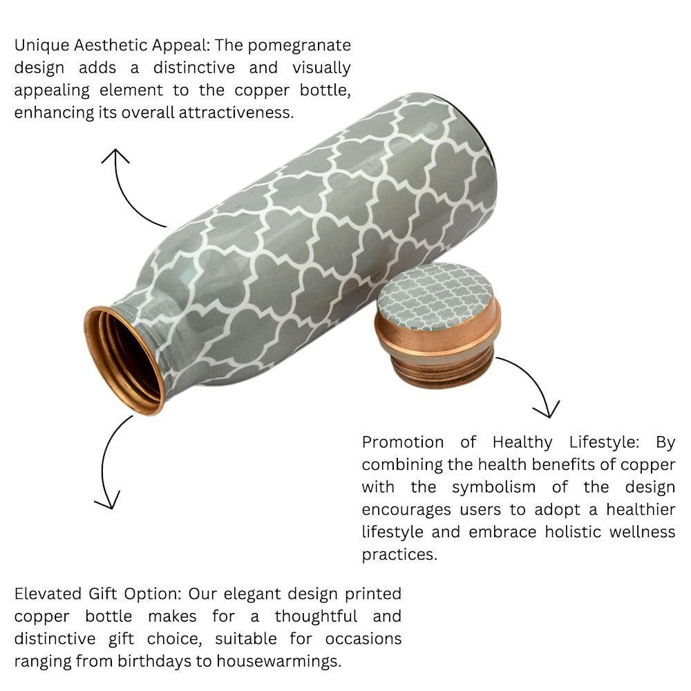 Copper Water Bottle 500 ML With Anti Oxidant Properties | Diwali Gifts for Family and Friends 100% Copper Water Bottle (Grey, 500 Ml)