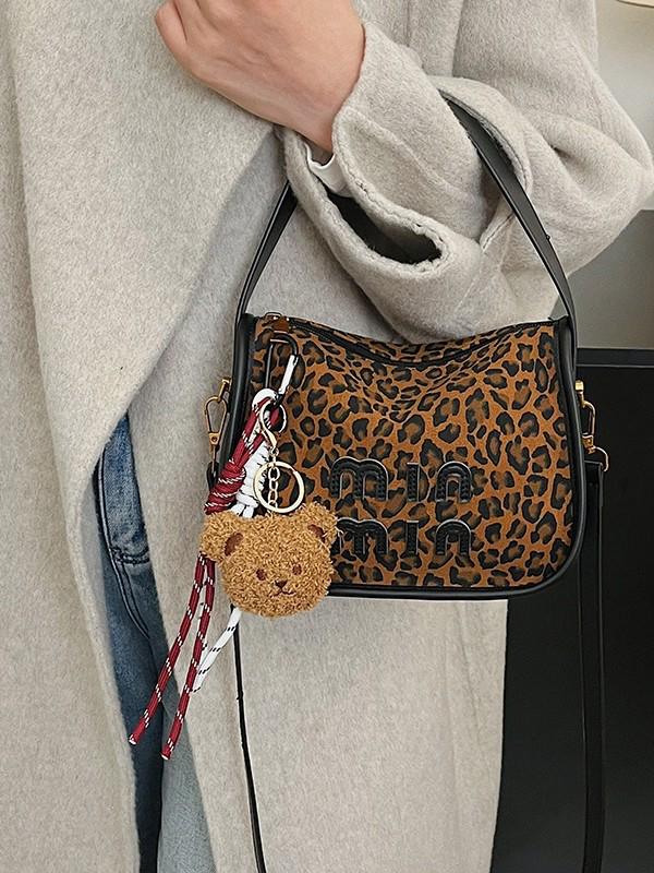 

2025 Retro Women s Leopard Print Shoulder & Crossbody Bag - Miu Series Leopard Coffee