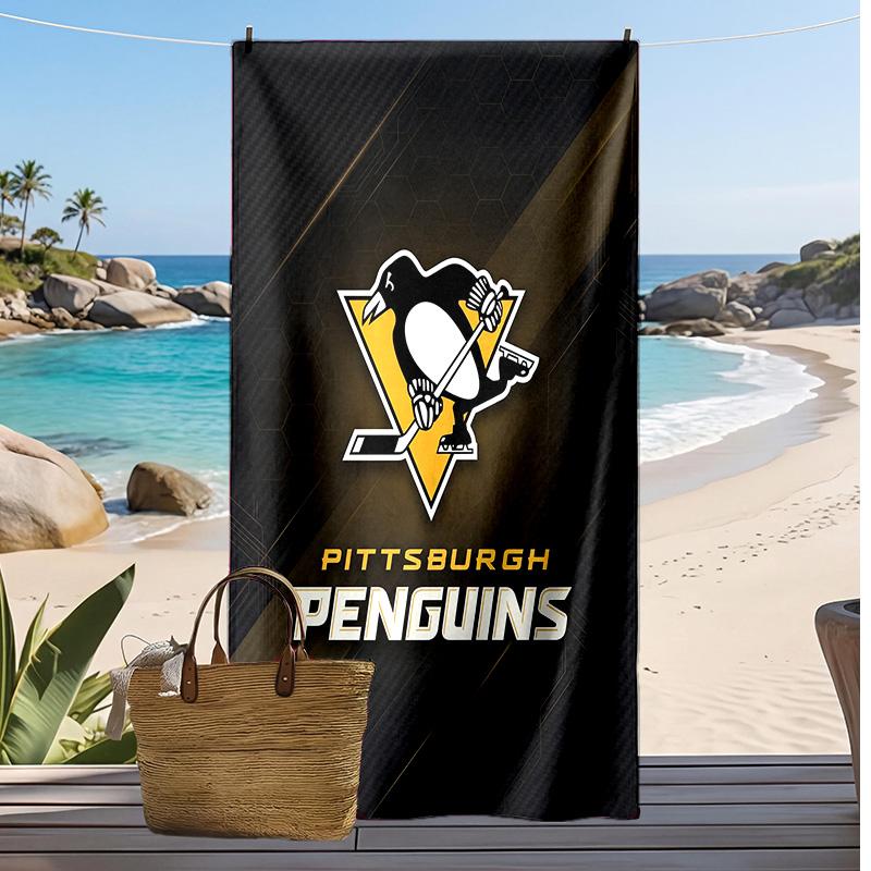 Pittsburgh Penguins Print Beach Towel Soft Portable Quick?dry Towel For Pool Summer Vacation Outdoor Sport