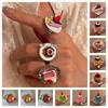Spoon Strawberry Cake Ring Open Jelly Finger Ring Exquisite Adjustable Dessert Ring Gift