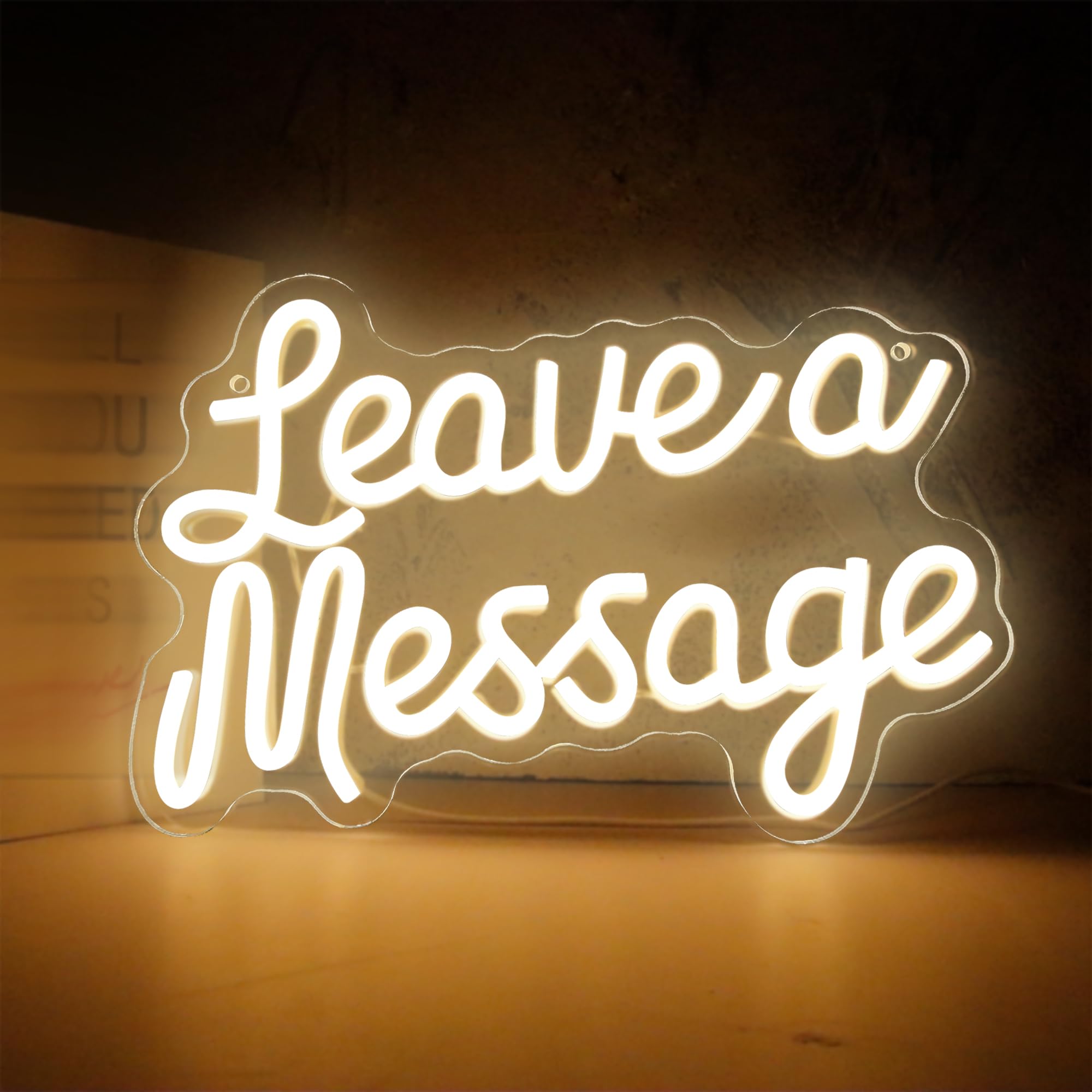 

Leave a Message Neon Signs Wall Decor, LED Guestbook Sign, Welcome Sign, USB Powered for Salon Decor & Wedding Backdrop Decor