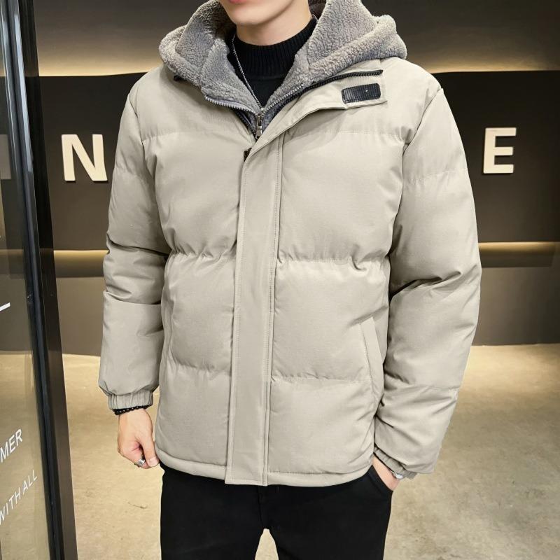 Fake Two-piece Cotton-padded Jacket for Men's Winter Loose Waterproof Thickened Fleece Short Cotton-padded Jacket Hooded Cotton-padded Jacket