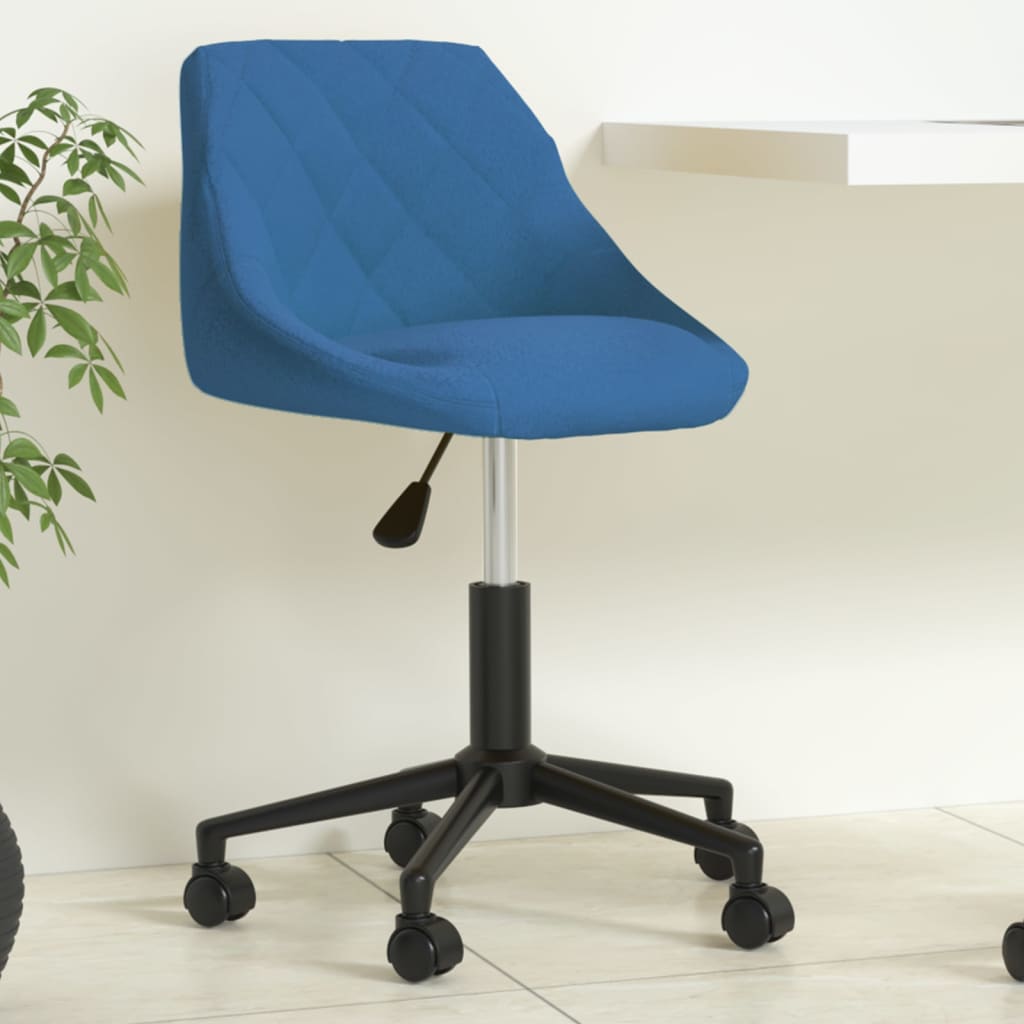 Vidaxl Swivel Office Chair, Blue, Upholstered In Velvet