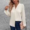 Women Casual V-Neck Long Sleeve Chiffon Blouse Streetwear Print Tee Top for Ladies