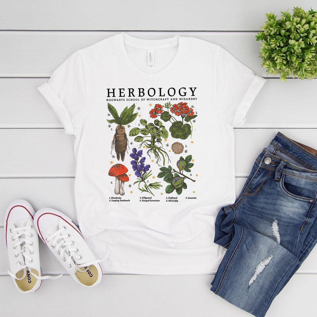 Casual Ladies Basic O-kołnierz Zielarstwo Rośliny Topy z nadrukiem T-shirt damski Krótki rękaw Damski T-shirt Girl, Drop Ship