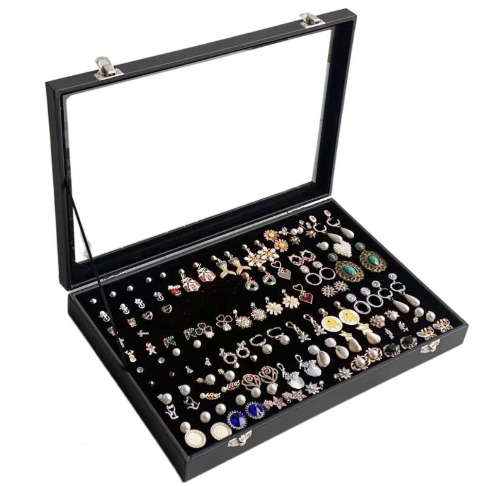 PU Leather Jewelry Storage Tray Wooden Jewelry Organizer Holder Velvet Jewelry Box  Gift