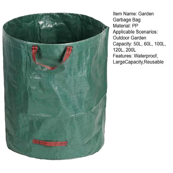 Garden Garbage Bag Waterproof Leaf Sack Large Capacity Reusable Leaf Collection Bag for Garden Yard Waste Debris Storage