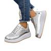 Korean version of spring and autumn trend platform casual shoes new glossy fashion sports women's shoes low-top lace-up flat-soled single shoes