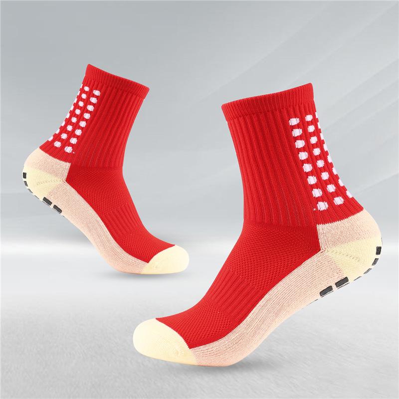 Men's Anti-slip Towel-soled Sports Socks with Glue Dispensing, Mid-calf Football Socks