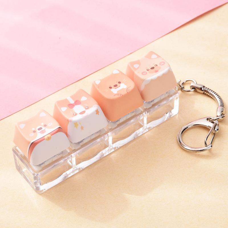 Cute Cat Dog Pendant Stress-Relief Fidget Keychain Mechanical Keyboard Keychain Dog-Themed Clicker Fidget For Backpack Study