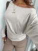 Hot New Style Women's Off-the-Shoulder Knit Long Sleeve Casual Top
