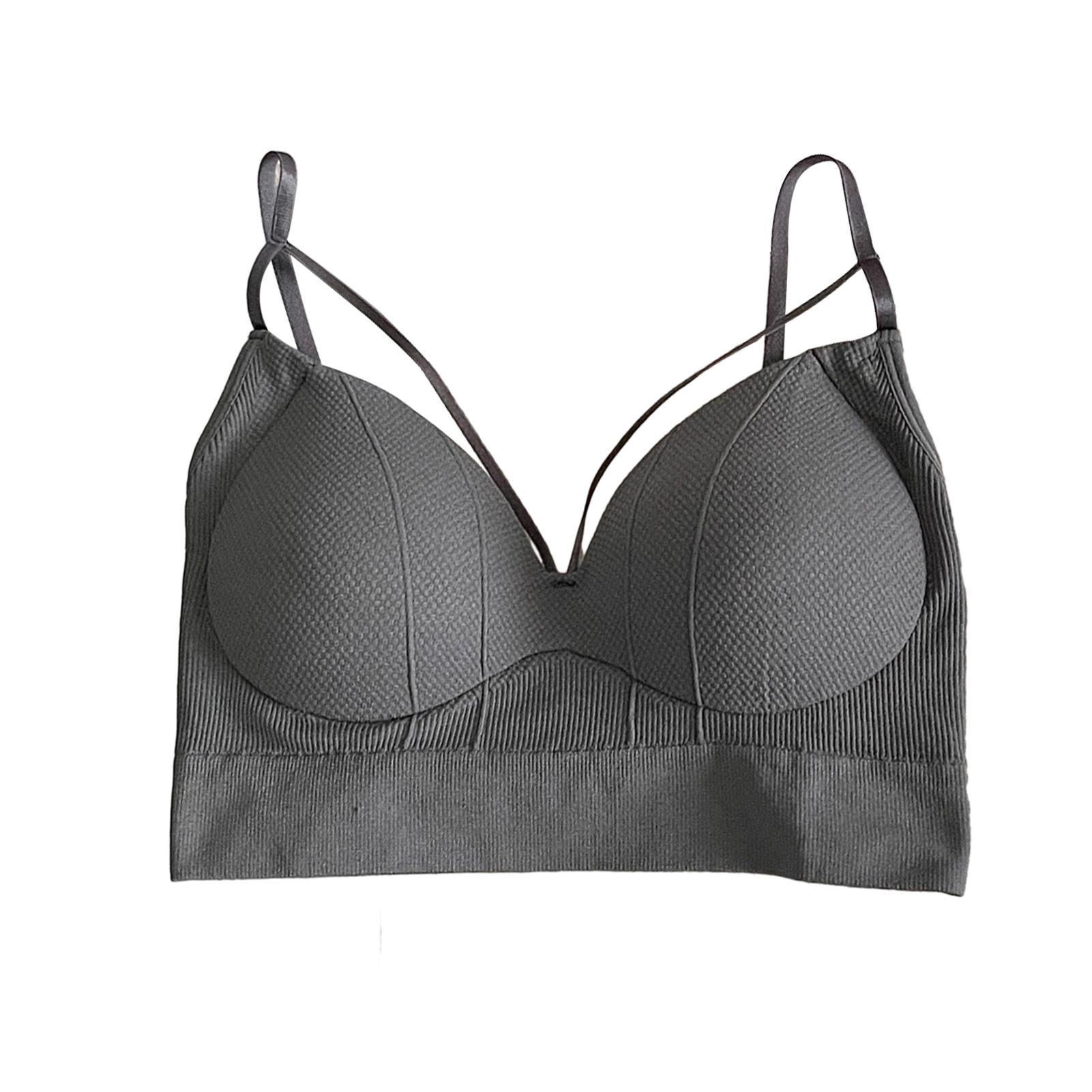 

Жіночий бюстгальтер, суцільний колір, підкладка, без сталевого кільця, регульований плечовий ремінь, пуш-ап, збирання, м’який дихаючий жіночий інтимний одяг, жіноча білизна темно-сірий