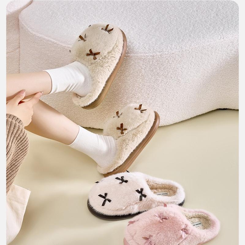 Plush Cotton Slippers Women's Indoor Household Thick-soled Wool Slippers Home Cotton Slippers To Keep Warm Home Slippers