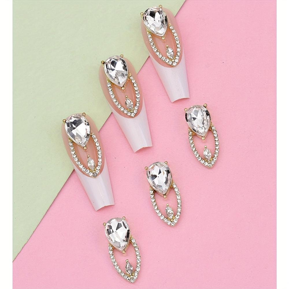 10pcs Y2K Starry Sky Large Crystal Gemstone Long Nail Pendant Dropstone Hollow Large Nail Jewelry Style Long Nail Design