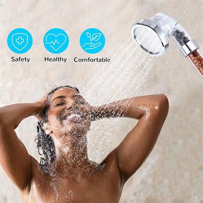 Showerhead 3-speed Adjustment Portable Shower Filter Negative Ion Stone Shower for Bathroom Items Bath Accessories Showers Parts