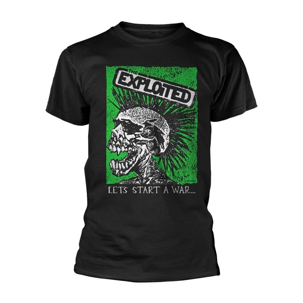 The Exploited Lets Start A War Skull Black T shirt - NEW S