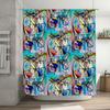 Abstract Art Shower Curtain Modern Bathroom Decor Teal Blue Geometric Pattern Waterproof Fabric Liner Washable Home Textile