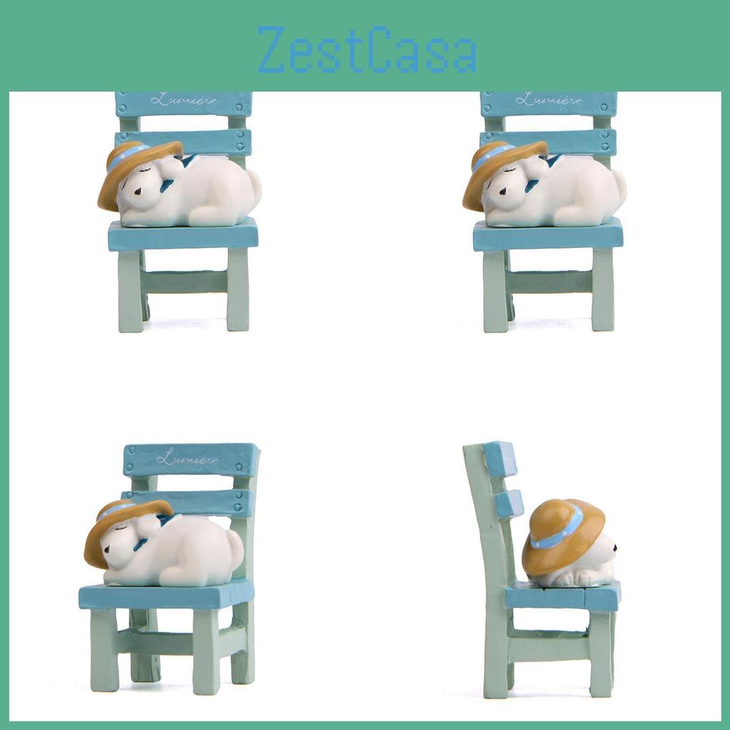 Resin Ornament Dog Lies On The Stool With Rustic Style For Decoration Home