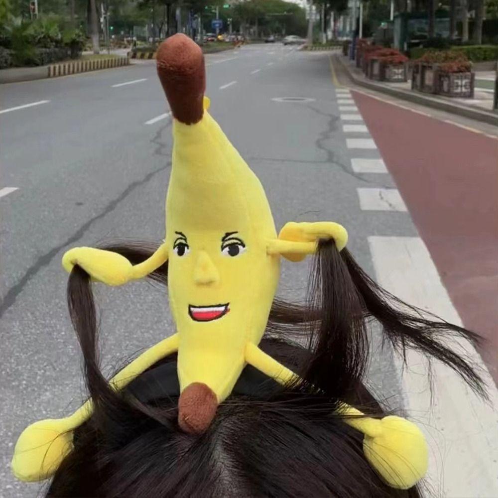 Silly Big Banana Plush Doll Headband Funny Wide-brimmed Hairpin Creativity Big Banana Hairband
