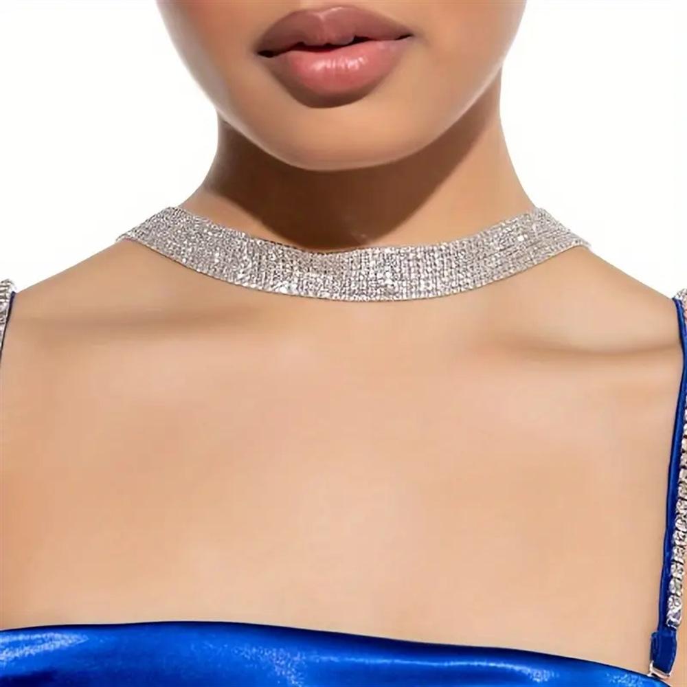 European And American Multi-Layer Rhinestone Chest Chain Back Chain, Luxury Banquet Party Women'S Evening Dress Shiny Accessories