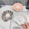 Luxury Shell-Shaped Soap Dish, Draining Plastic Holder for Bathroom Sink