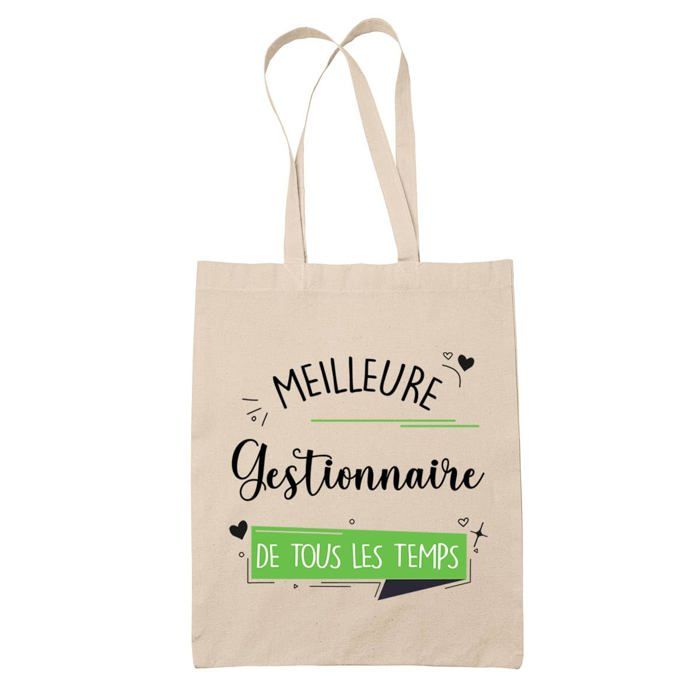 Tote bag - PLANETEE - Gestionnaire meilleure femme de tous les temps - Coton - Beige - Imprimé en France