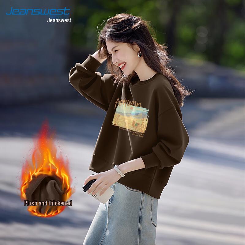 

JEANSWEST Women s Fleece Lined Round Neck Sweatshirt M