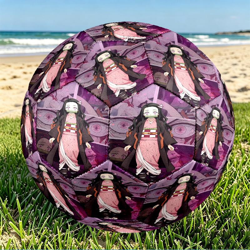 Demon Slayer Print Size 5 Soccer Ball, PU Wear Resistant Football for Match Training and Daily Practice, Birthday Gift for Soccer Fans