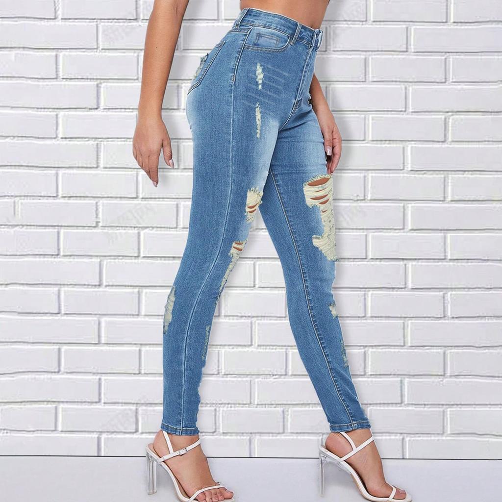 Jeans Casual Rotti Colorati Larghi da Donna