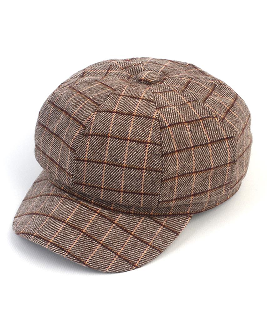 Yunibeosyeolkemiseuteuli Wool Check Beige Newsboy Cap
