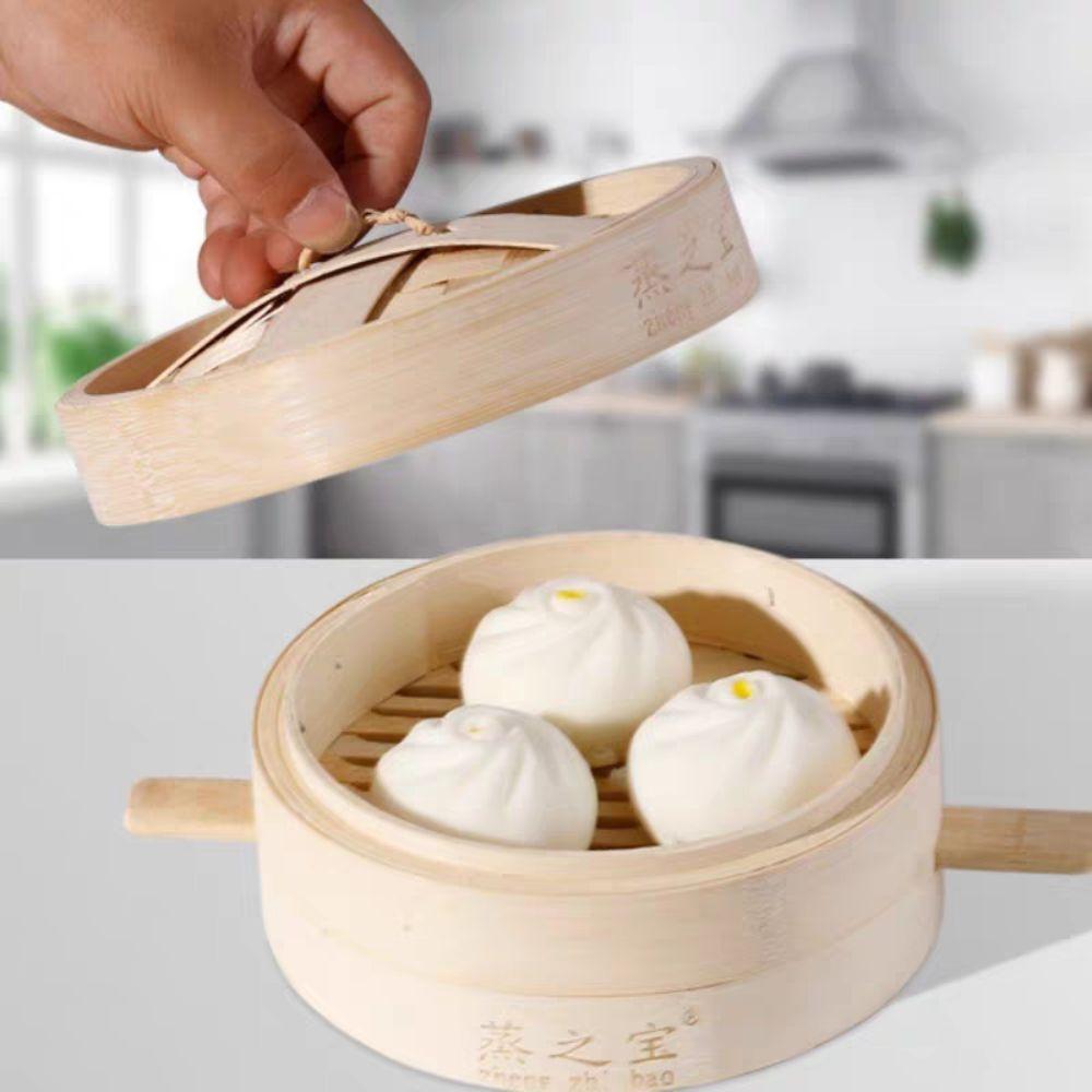 Anti-scalding Bamboo Steam Basket Round Stuffed Bun Steamer Durable Bamboo Steamer  Breakfast Shop