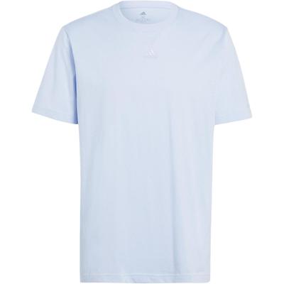 All Season Solid Logo Round Neck Short Sleeve T-Shirt Men Tops Blue IC9801