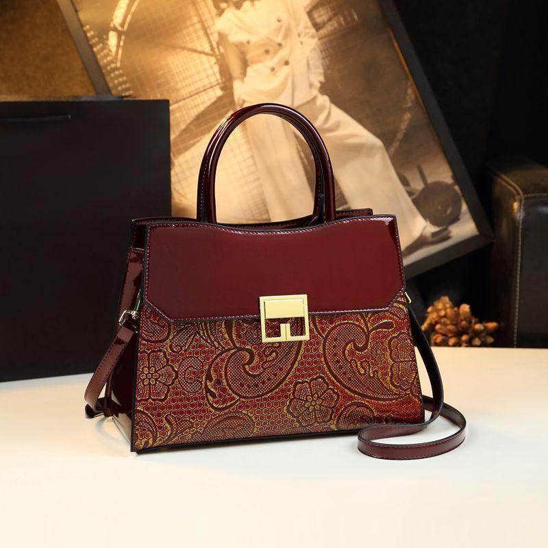 Simple And Atmospheric Lace Bag, Middle-Aged Women'S Bag, Mother Bag, Leather Large Bag, Shoulder Messenger Bag.