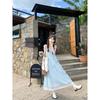 Women's Seaside Striped Camisole Dress - French Style Summer 2026, Loose Fit, Petite Long Dress