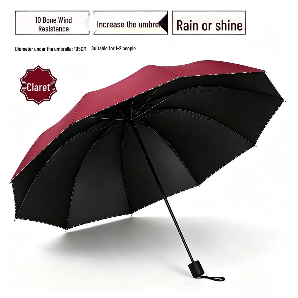Extra-Large Folding Double Person Sunshade Umbrella with Black Glue Protection