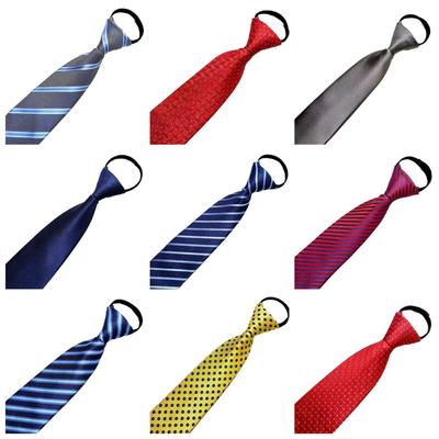 Black Men'S Casual Stripe Blue Business Tie Lazy 8Cm Knot-Free Zipper Tie