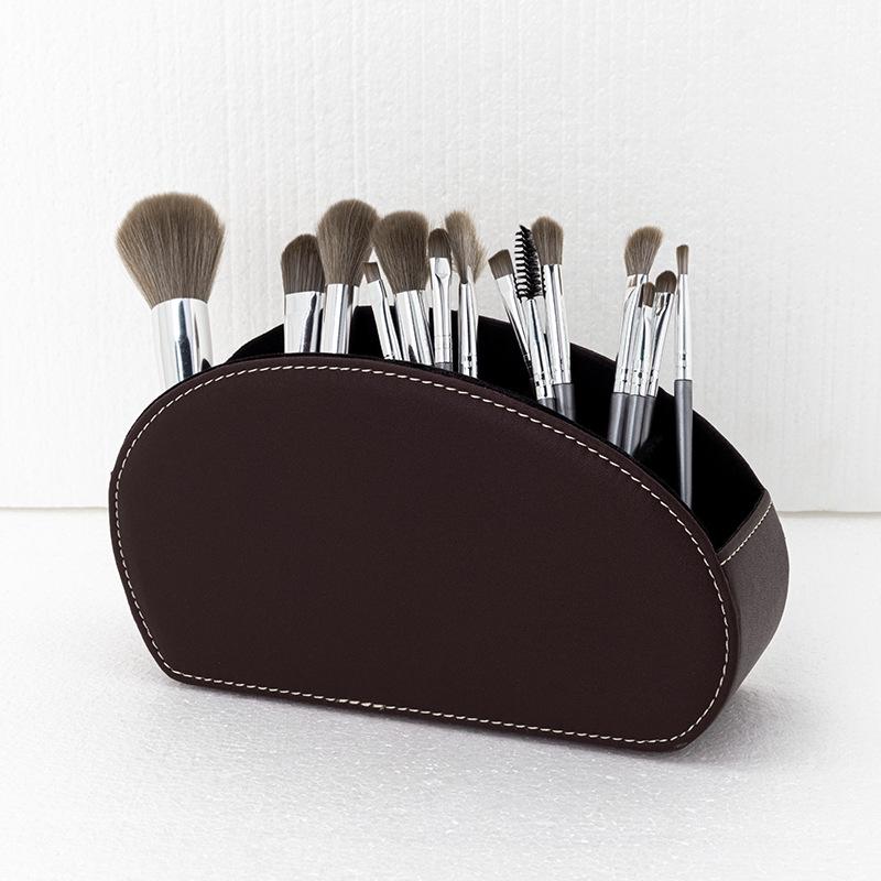 Remote Control & Desktop Organizer, PU Leather, 5-Compartment Storage Box for Office and Cosmetics