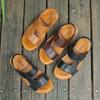 Erste Schicht Rindsleder Herren Sandalen Sehnensohle Echtes Leder Strandschuhe Sommer Casual Sandalen Rutschfeste Weiche Sohle Sandalen Herren