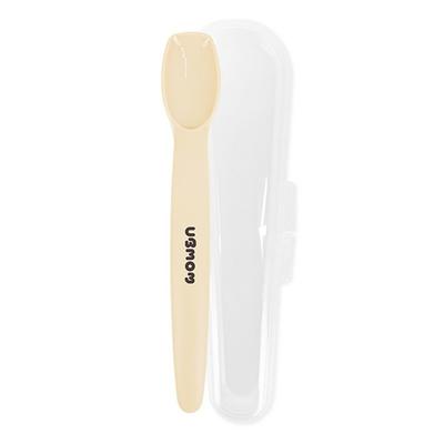 UBMom Silikon Babynahrungslöffel + Etui Set, Beige (Löffel), 1 Satz