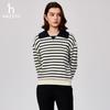 HAZZYS Women's Striped Polo Collar Sweatshirt