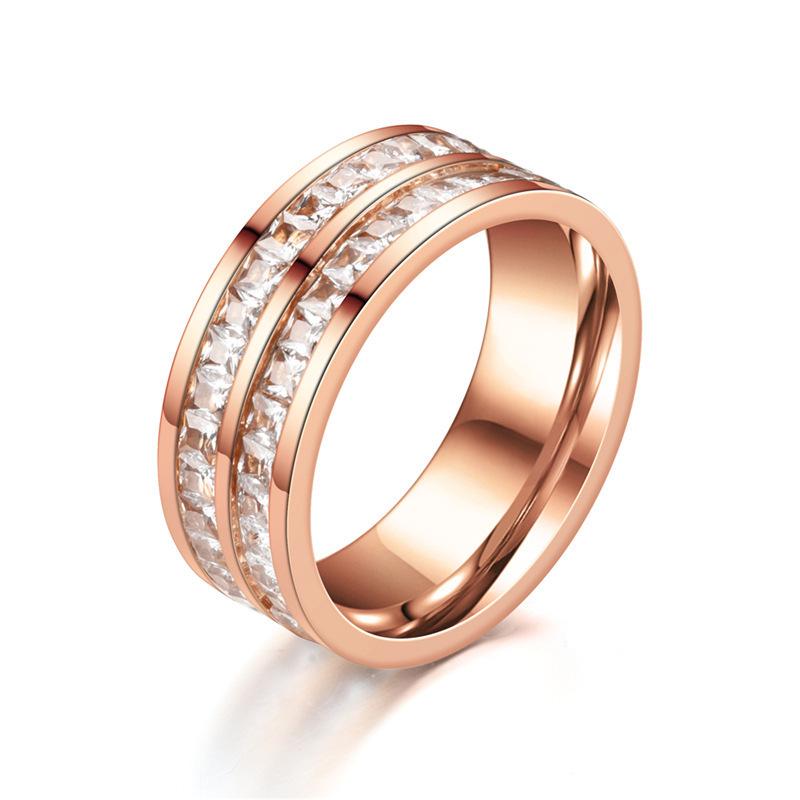 Women's Baby's Breath Titanium Steel Square Zircon Ring – Non-Fading, Light Luxury, Hot-Selling Diamond Personality Design