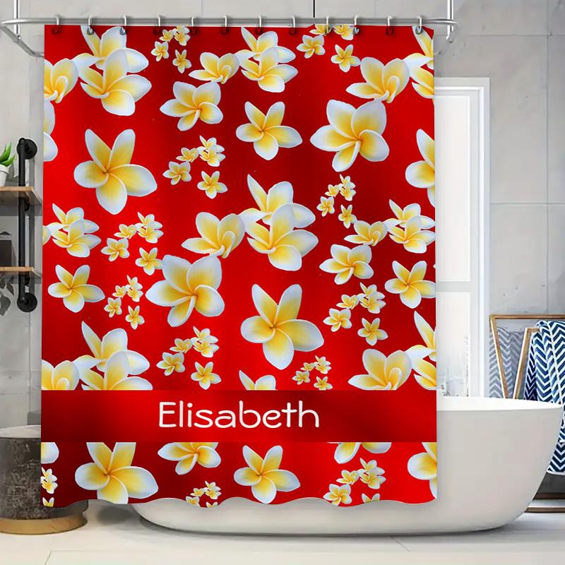 

Customizable Shower Curtains Flower Print Bright Red Color Perfect Gift For Birthday Party Decoration In Bathroom W60H190(CM)-1 Pcs