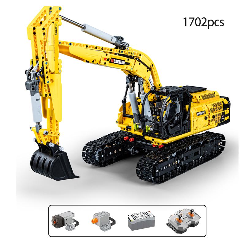 Cada 1702Pcs 1:20 City Remote Control Engineering Car Diy Model Building Blocks Rc Excavator Bricks Toys For Kids Gift