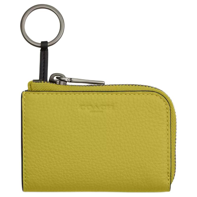 COACH 11 Exquisite Pebble Zipper Closure Lined Leather Key Case Mini Women Lime Green lime green зелёный