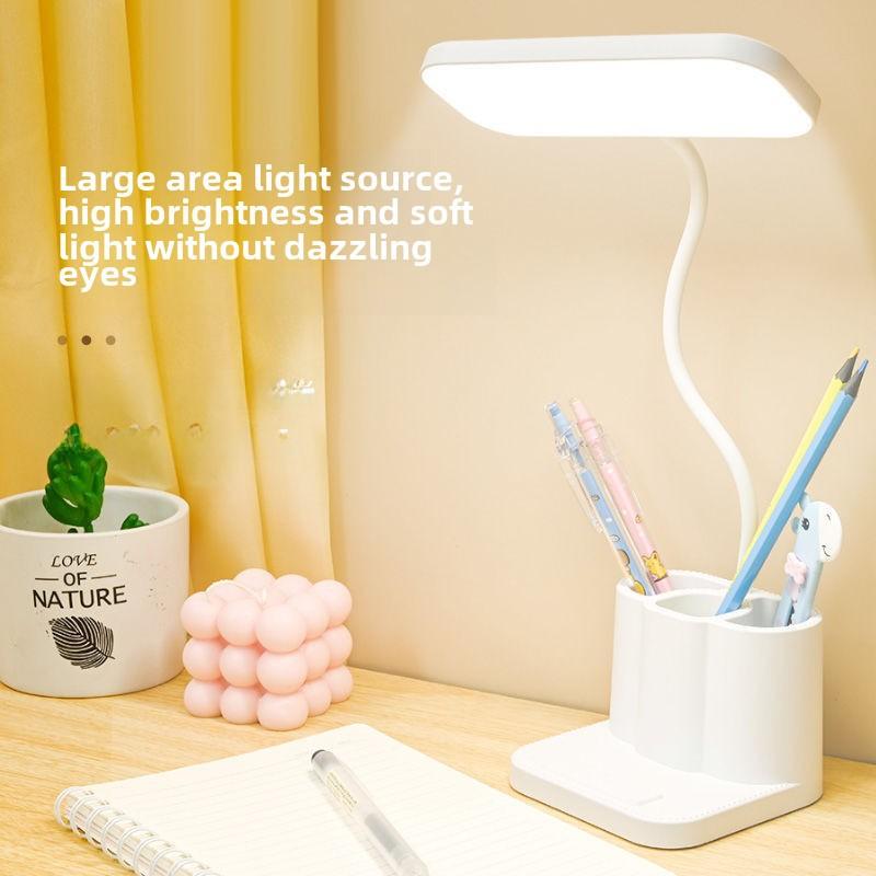 "Multifunctional Desk Lamp with Eye Protection, Touch Dimming, Reading Light, Pen and Phone Holder, and Dormitory Charging"