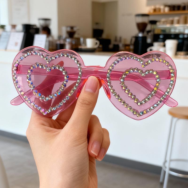 New love diamond-encrusted glasses men's and women's fashion party retro funny ins sunglasses spot
