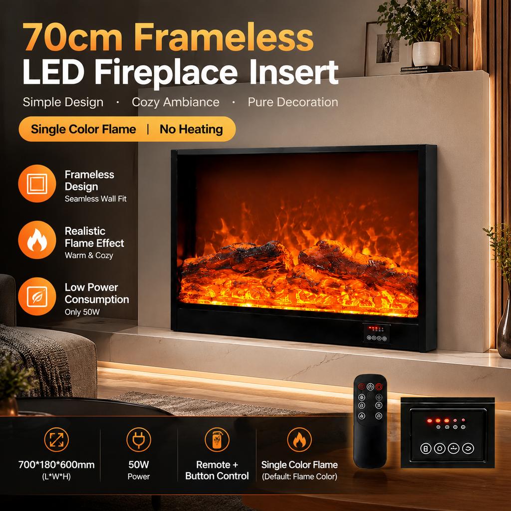 XR0596 European Style LED Electric Fireplace Insert with Realistic Flame Effect
