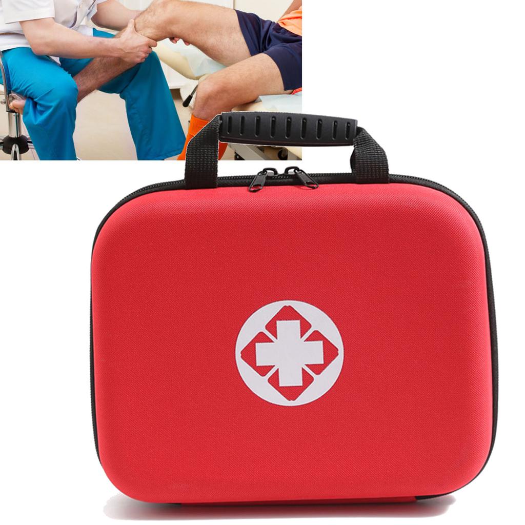 Empty First Aid Bag Waterproof Large Capacity Portable Red Hard Shell Medical Medication Organizer Bag for Outdoor