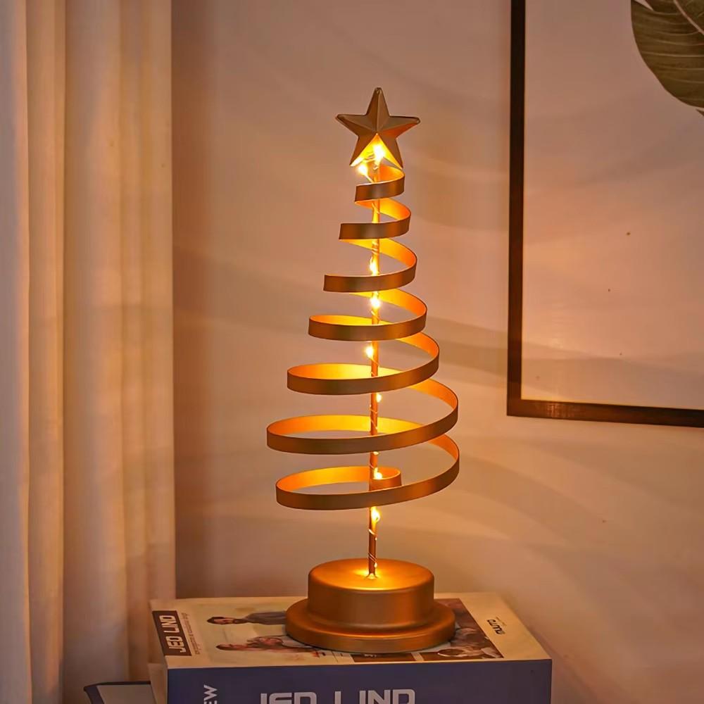 Artificial Christmas Lights Tree Fairy Lamp Tree Metal Spiral Star Lighting Holiday For Home Living Room Decorations Night Lamp