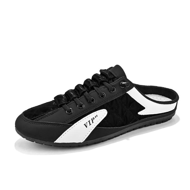 Fashion Fashion  men 2024 New Style lat-soled Wild Flat-bottomed Summer Thin Section Baotou Half Slippers